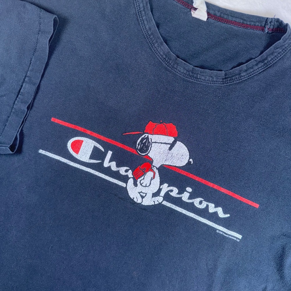 Vintage Champion Todd Snyder T Shirt Men XL Navy Blue Snoopy Peanuts Graphic Tee